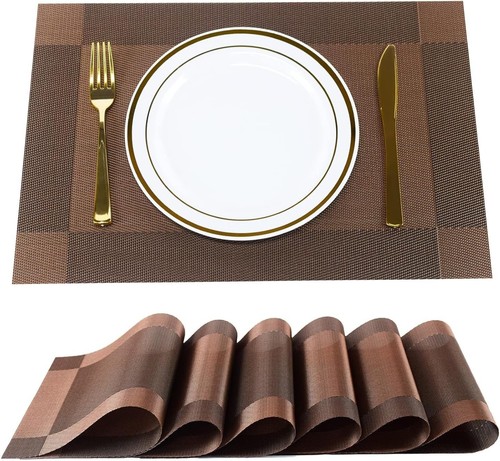 Brown pvc placemats set - set, 6