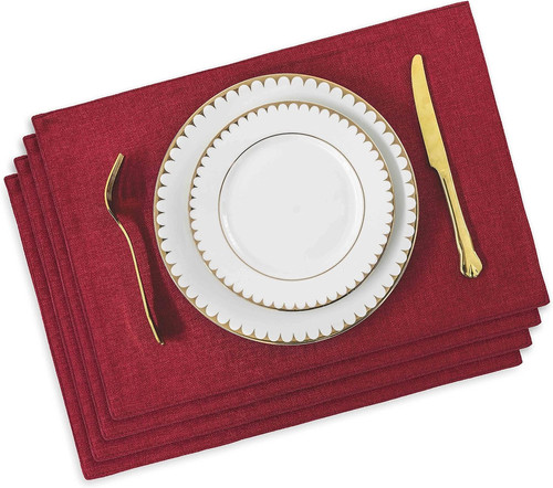 Red placemats set holiday - of, 4