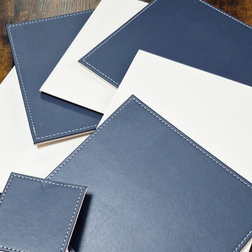 Stitched faux leather square - stitched,