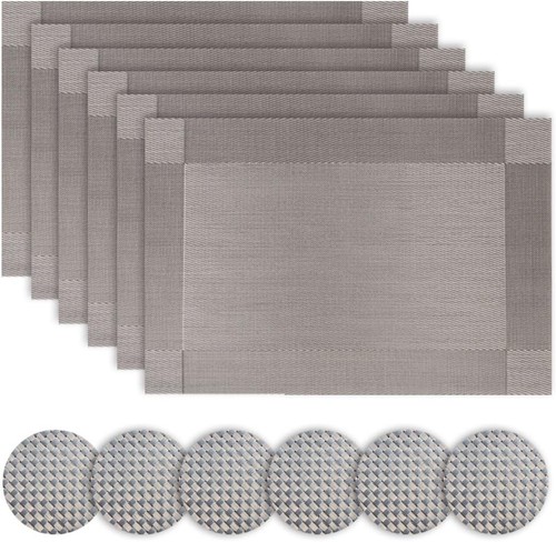 Silver grey placemats and - silver,