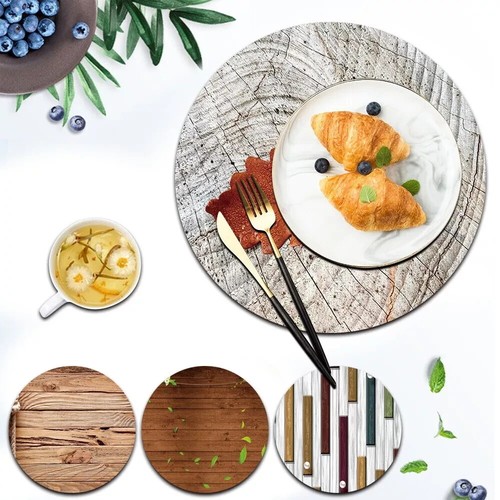 Pcs wood leather placemats - 1,