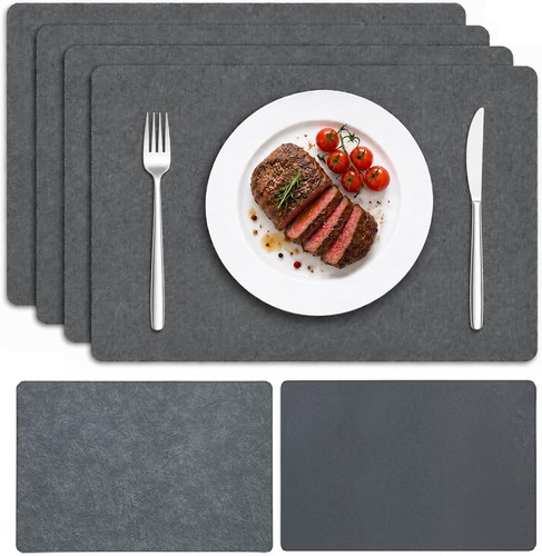 Grey faux leather placemats - grey,