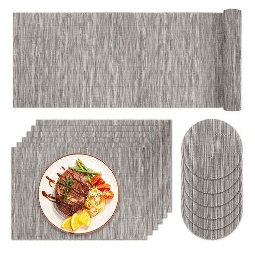 Grey table mat set anti - set,