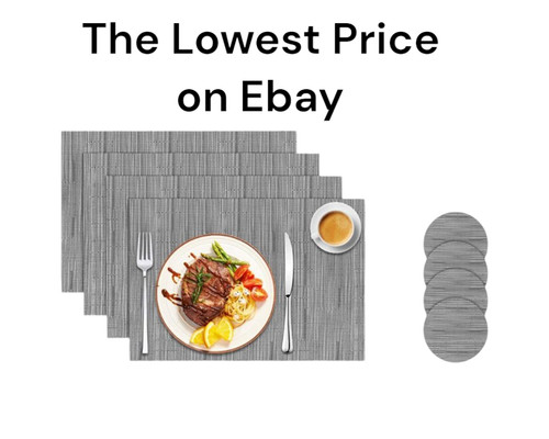 Grey table mat set anti - set, slip